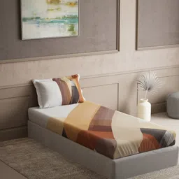 DDecor Radiance Brown & Beige Abstract Cotton 145 TC Single Bedsheet Set-1.52 m X 2.24 m-image-75