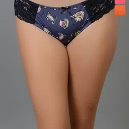 Da Intimo Pack Of 3 Printed Low-Rise Seamless Bikini Briefs DIU194/195/196_BLE_PNK_ORG-29