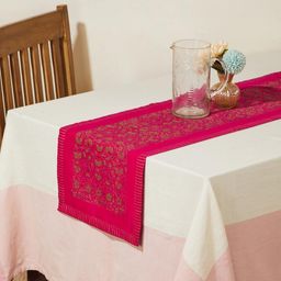 Fabindia Naisha Pink & Green Printed Table Runner-picture-23