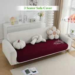 HOKIPO Burgundy Polyester 1 Piece Sofa Cover-picture-47