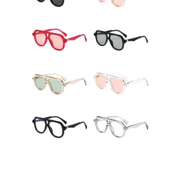 AUGEN Unisex Black Lens & Black Aviator Sunglasses with-picture-16