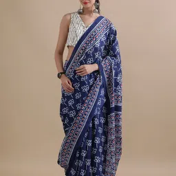Jaipur Kurti Floral Printed Pure Cotton Saree-picture-27
