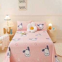 JC HOME Pink & White Cartoon Characters 150 TC Queen Bedsheet with 2 Pillow Covers-picture-21
