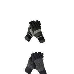 LOOM LEGACY Men Pack Of 2 Patterned Acrylic Winter Gloves-image-92