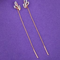 GIVA Rose Gold Whispering Petal Sui Dhaga Diamond Earrings-image-5