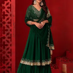 DIVASTRI Embellished Sequinned Semi-Stitched Lehenga & Unstitched Blouse With Dupatta-picture-31
