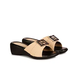 BIG BIRD FOOTWEAR Embellished PU Wedge Mules with Bows-18
