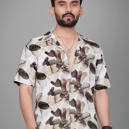 Metronaut Men Regular Fit Cuban Collar Abstract Printed Casual Shirt-image-62