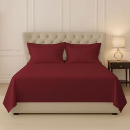 PIZUNA LINENS Red 400 TC King Cotton Bedsheet With 2 Pillow Covers-picture-38