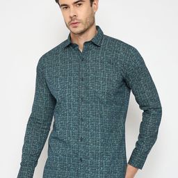Duke Slim Fit Geometric Printed Spread Collar Casual Cotton Shirt-image-74