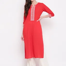 KALINI Women Solid Round Neck Kurta-image-31