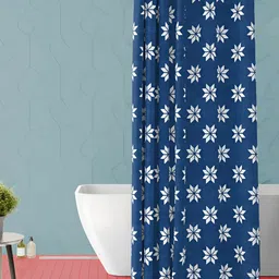 ArtzFolio Blue & White Floral Printed Waterproof Shower Curtain-image-33