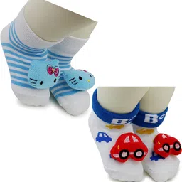 NESKA MODA Kids-Unisex Set Of 2 Ankle Length Cotton Socks-67