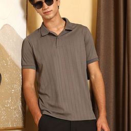 Campus Sutra Men Self Design Polo Collar Slim Fit T-shirt-picture-10