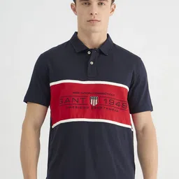 GANT Men Colourblocked Polo Collar Cotton T-shirt-image-52