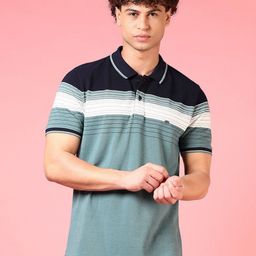 V-Mart Men Striped Polo Collar Cotton T-shirt-picture-4