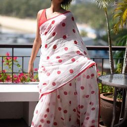 Suha Polka Dot Pure Cotton Saree-image-9