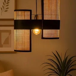 HABERE INDIA Beige & Black Textured Ceiling Lamp-picture-22