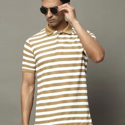 OGEN Men Striped Polo Collar Pockets T-shirt-image-81