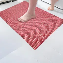 Myntra Elegant Homes Red Textured 110 GSM Anti SkidBathRugs-image-72