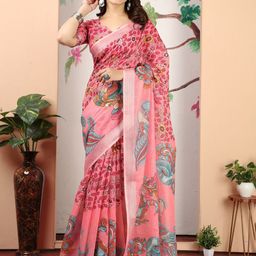 Suha Adults-Women Floral Printed Zari Pure Cotton Regular Saree-picture-6