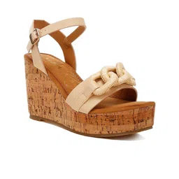 London Rag Women Leather Wedge Sandals with Buckles-38
