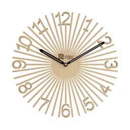 12 fox Yellow & Black Contemporary Analogue Round Wooden Wall Clock-image-28