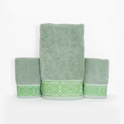 Myntra Elegant Homes Green 3 Piece Cotton 520 GSM Towel Set-image-33