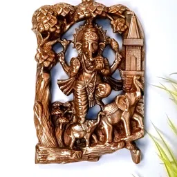 apka mart Bronze Ganesha Textured Metal Wall Hanging Decor-image-46