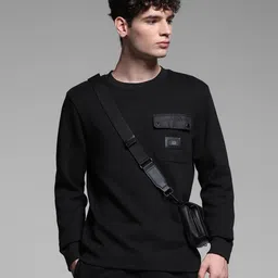 Jack & Jones Men Cotton Black Printed Round Neck Long sleeves Pullover,Sweatshirt-picture-53