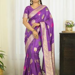 Panzora Woven Design Zari Poly Georgette Saree-image-41