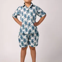 FITIN OUTFIT Boys Lapel Coller Printed Night suit-56
