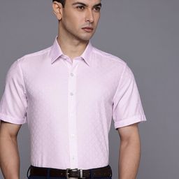 Louis Philippe Pure Cotton Self Design Textured Slim Fit Formal Shirt-picture-4