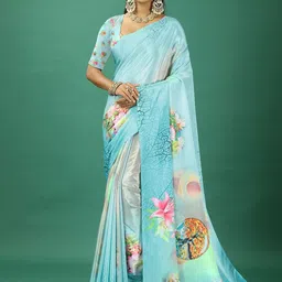 VIRENDRA TEXTILES Floral Pure Crepe Saree-image-98