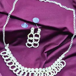 DIVYANSHI COLLECTION Women Pack Of 2 Silver American Diamond Ethnic Alloy Jewellery Set-25