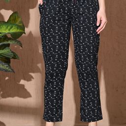RENZ Women Printed Pure Cotton Mid-Rise Straight-Leg Lounge Pants-image-95