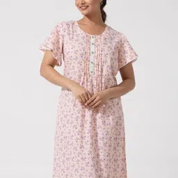 Maybell Women Pure Cotton Printed Maxi Nightdress-picture-42