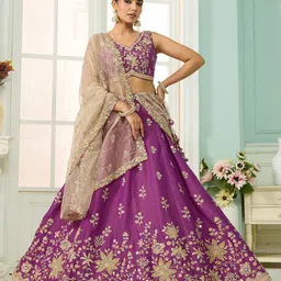 panchhi Embroidered Sequinned Semi-Stitched Lehenga & Unstitched Blouse With Dupatta-picture-13