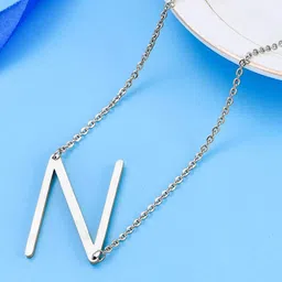 DressBerry Girls 925 Sterling Silver N Alphabet Pendant with Chain-image-60