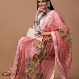 Kaizen TEXO FAB Ethnic Motifs Printed Organza Dupatta image 5
