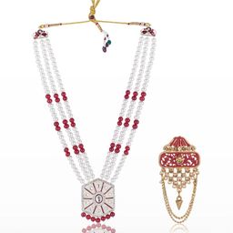 JIYANSHI FASHION Gold-Plated Pearls Jewellery Set-image-0