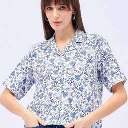 DressBerry Printed Satin Shirt Style Crop Top-image-38