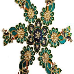 Kala Samarpan Blue & Green Metal Rangoli With Centerpiece-image-78