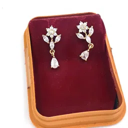 Anujeet Fashion Hub Gold-Plated Artificial Stones Floral Drop Earrings-image-18