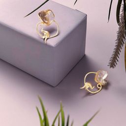 ASMITTA JEWELLERY Gold-plated Pearls Beaded Contemporary Shaped Studs-image-46