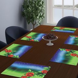 LooMantha Green & Blue 6 Pieces Rectangle Shaped Printed Table Placemats-46