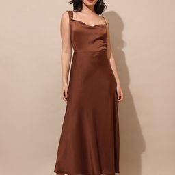 PURVAJA Sheen & Shine Women Solid Brown Fit and Flare Dress-picture-28