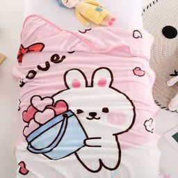 Butterthief Pink & Blue Cartoon Characters AC Room 210 GSM Single Bed Blanket-image-39