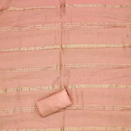 KALINI Peach Chanderi Butti Silk Embroiderd & Coding Work Unstitched Dress Material image 4
