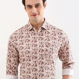 Allen Solly Men Spread Collar Floral Printed Cotton Slim Fit Formal Shirt-image-93